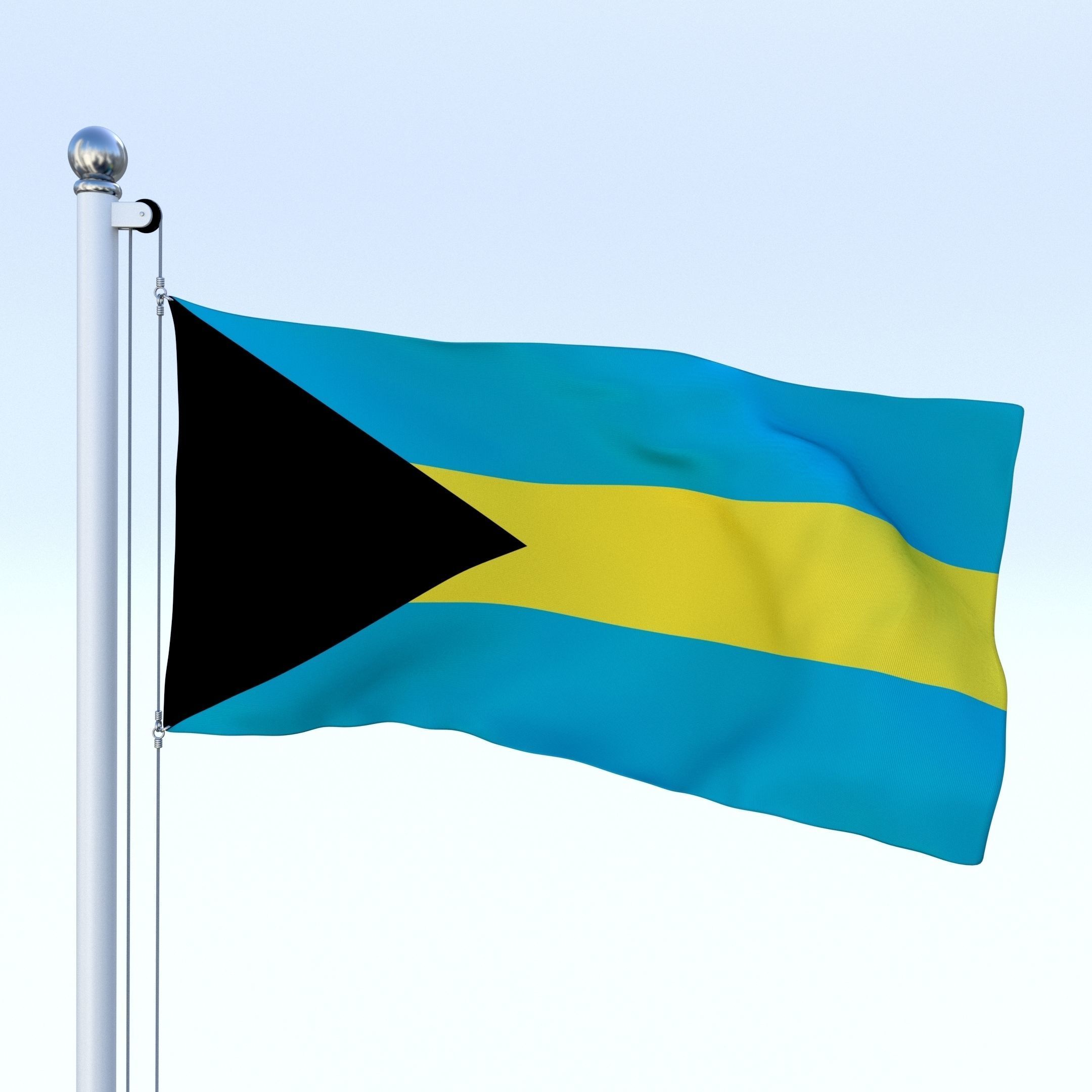 Animated Bahamas Flag Low-poly 3D model_1