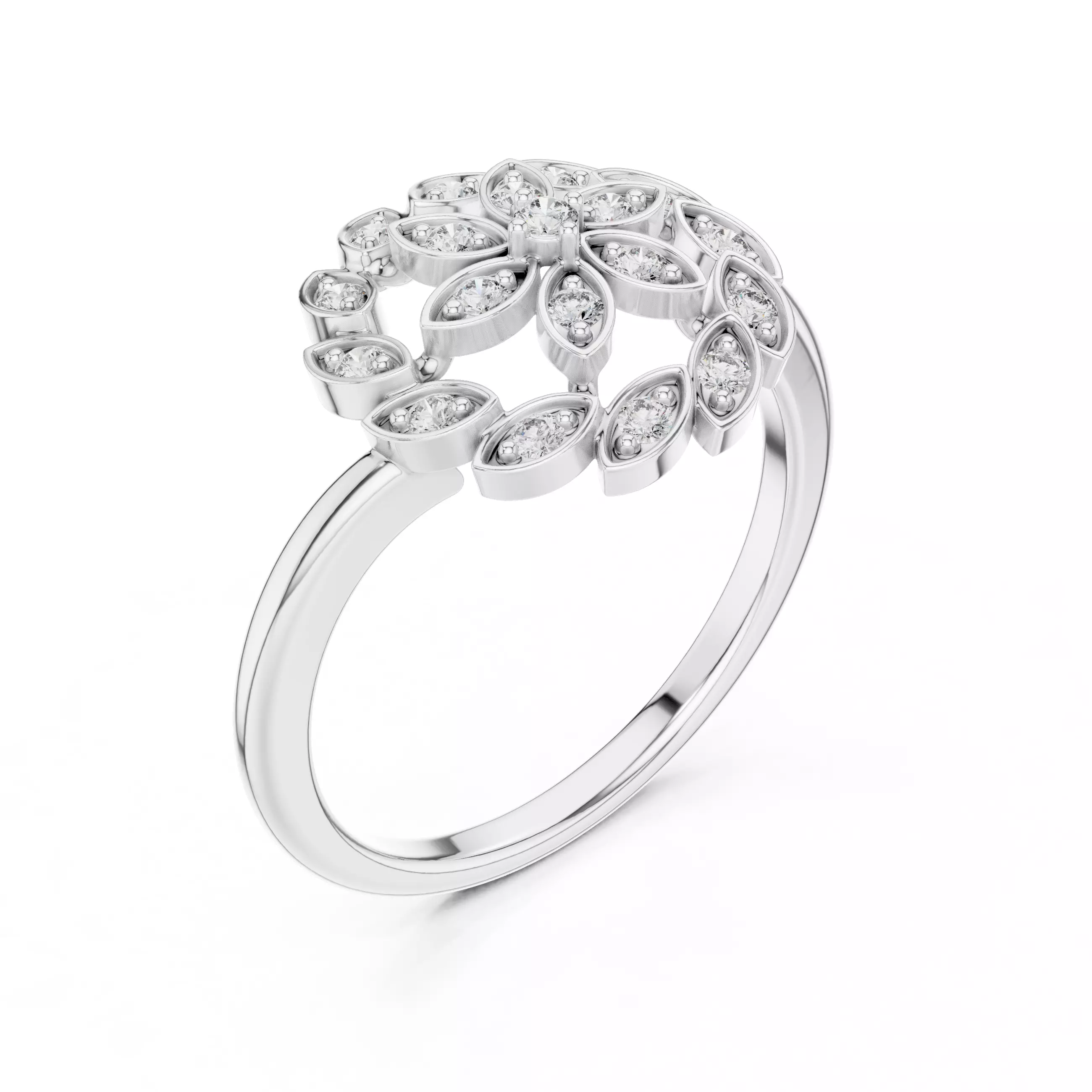 Round Diamond Ring 3D print model_11