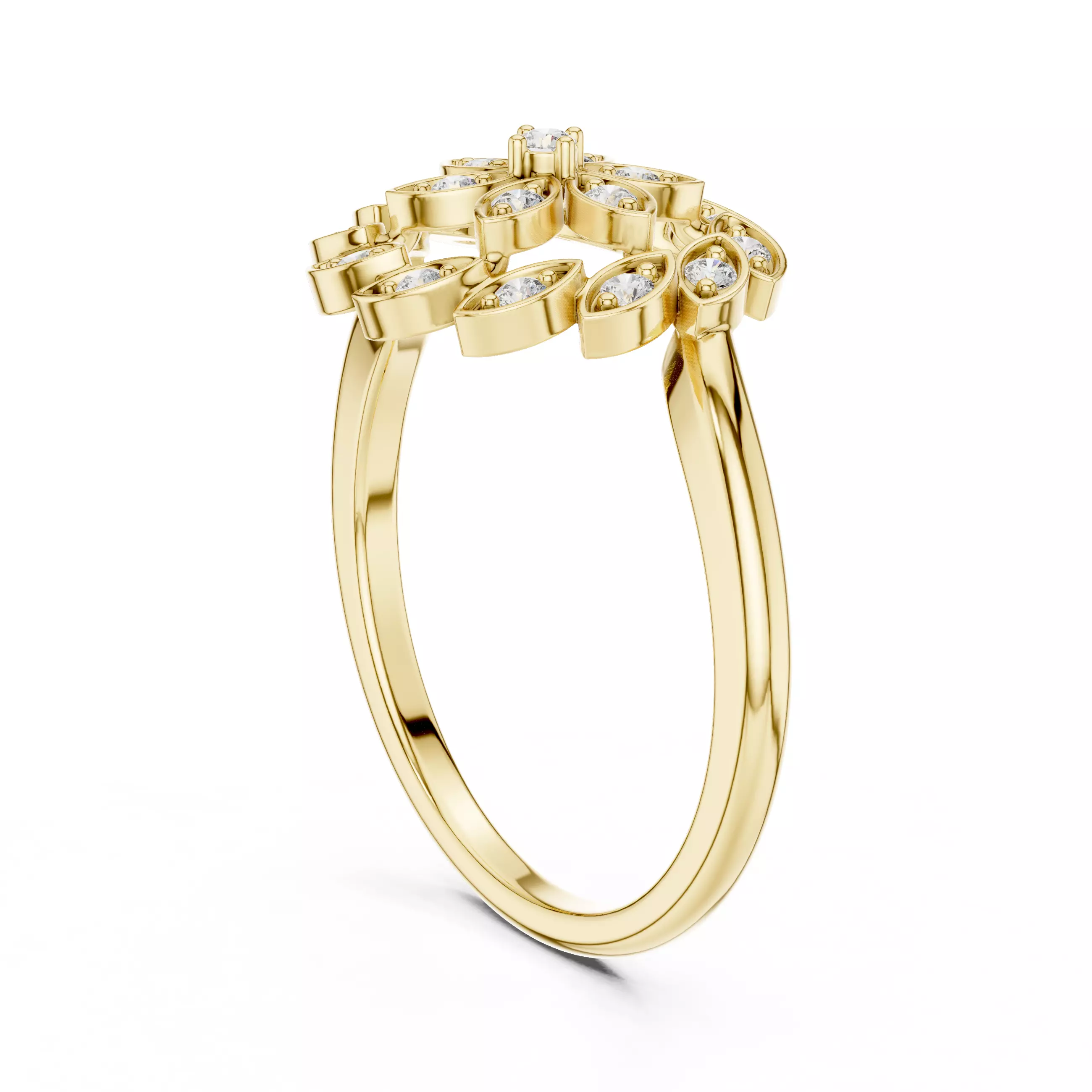 Round Diamond Ring 3D print model_12