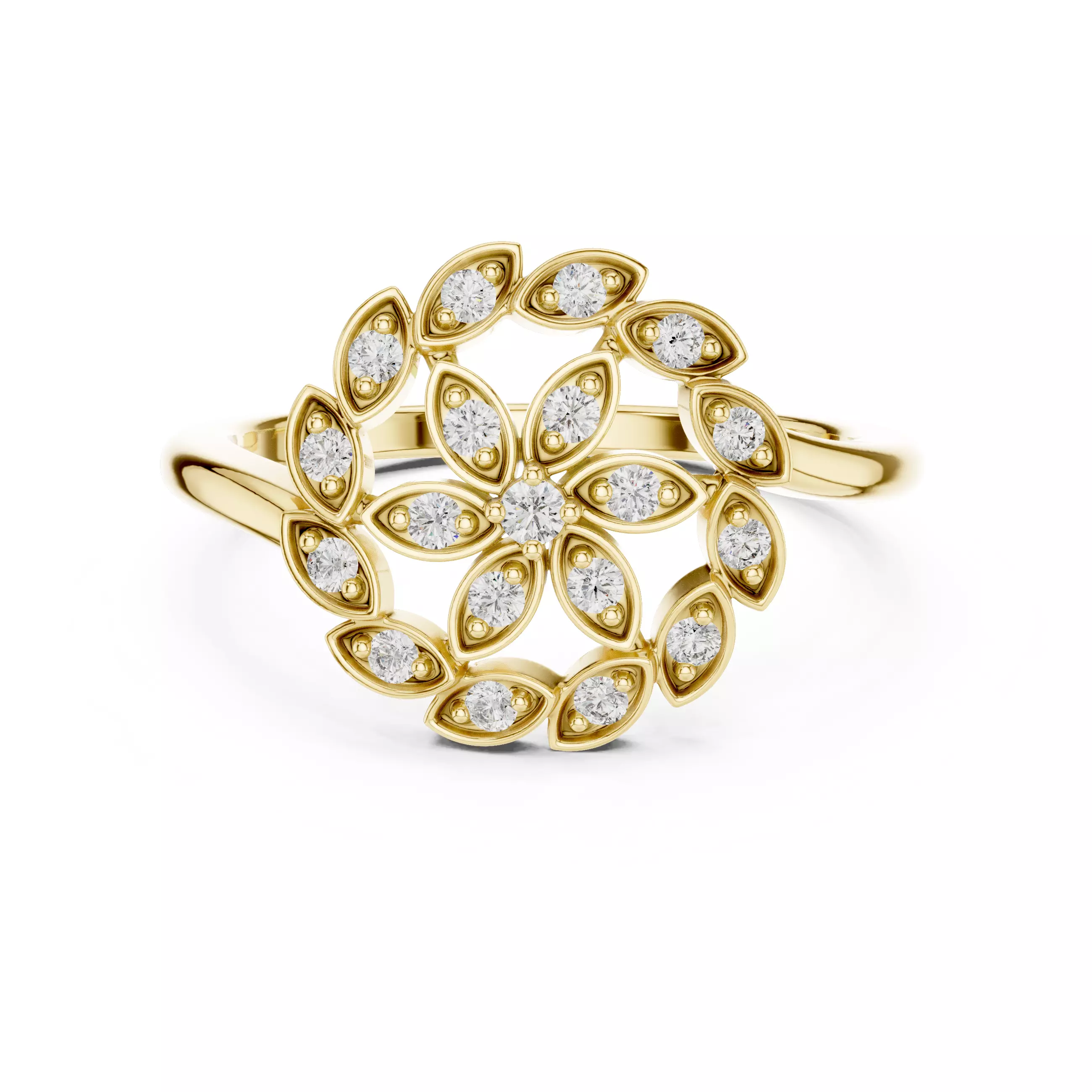 Round Diamond Ring 3D print model_7