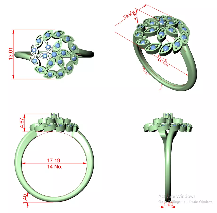 Round Diamond Ring 3D print model_8
