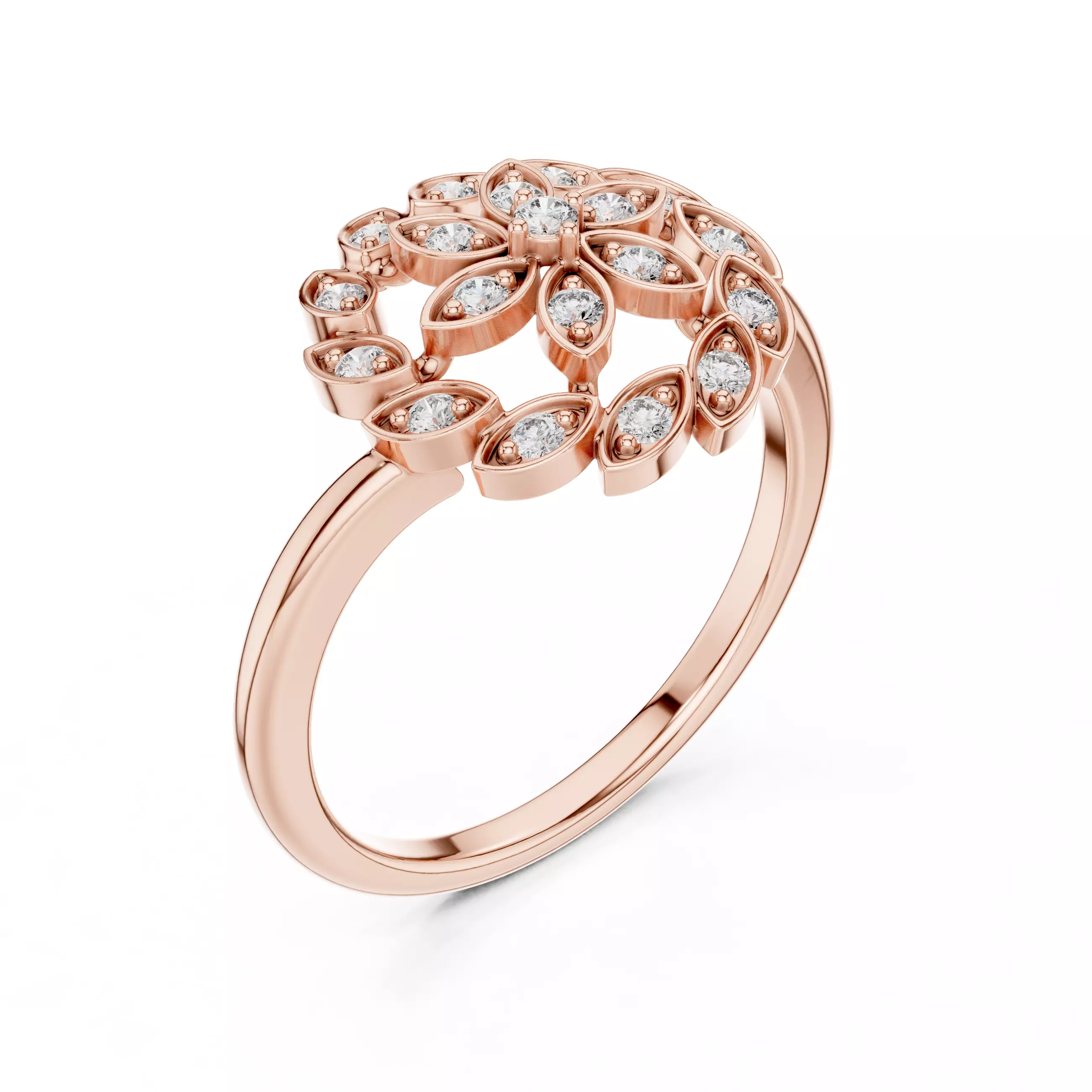 Round Diamond Ring 3D print model_3