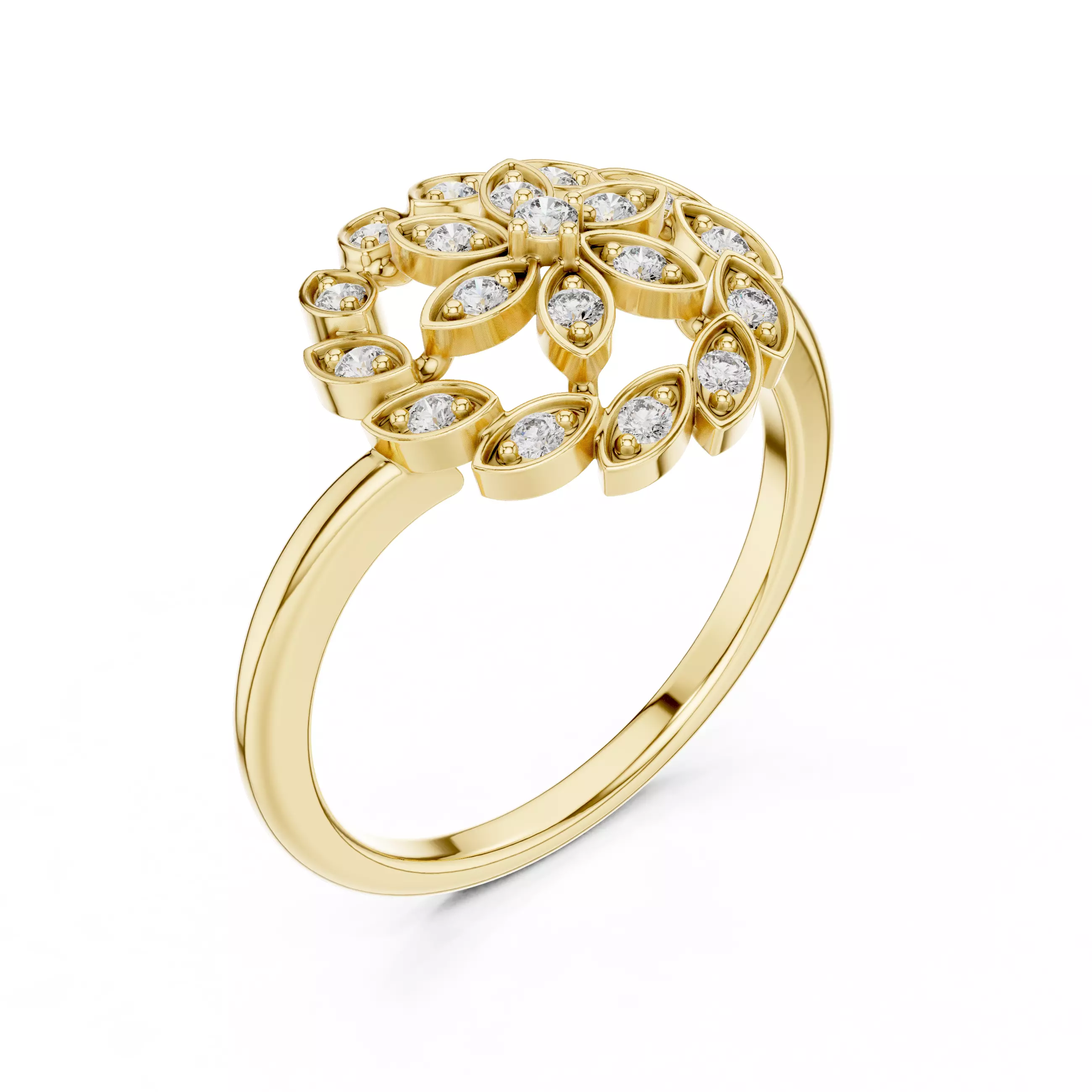 Round Diamond Ring 3D print model_13