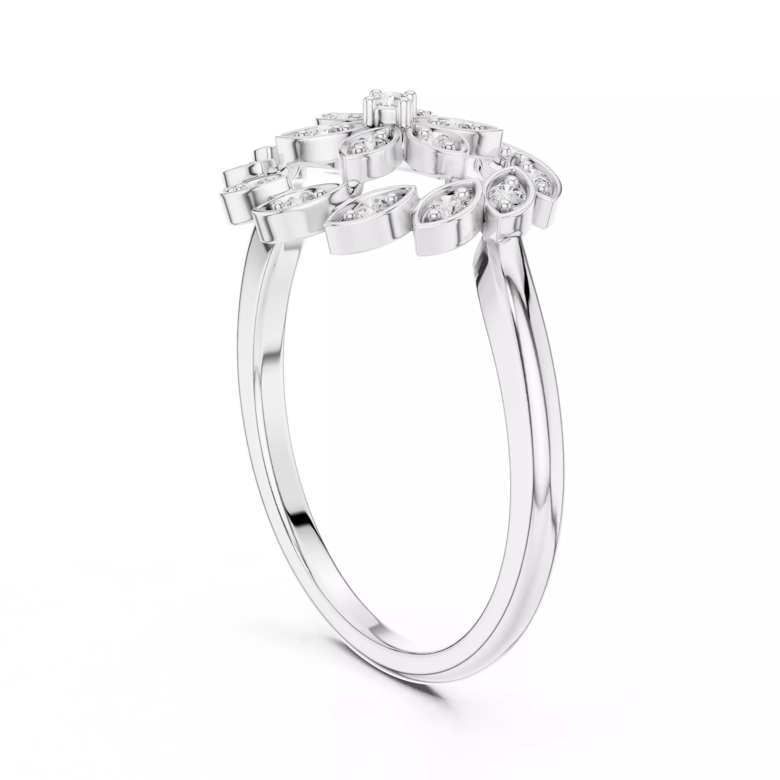 Round Diamond Ring 3D print model_10