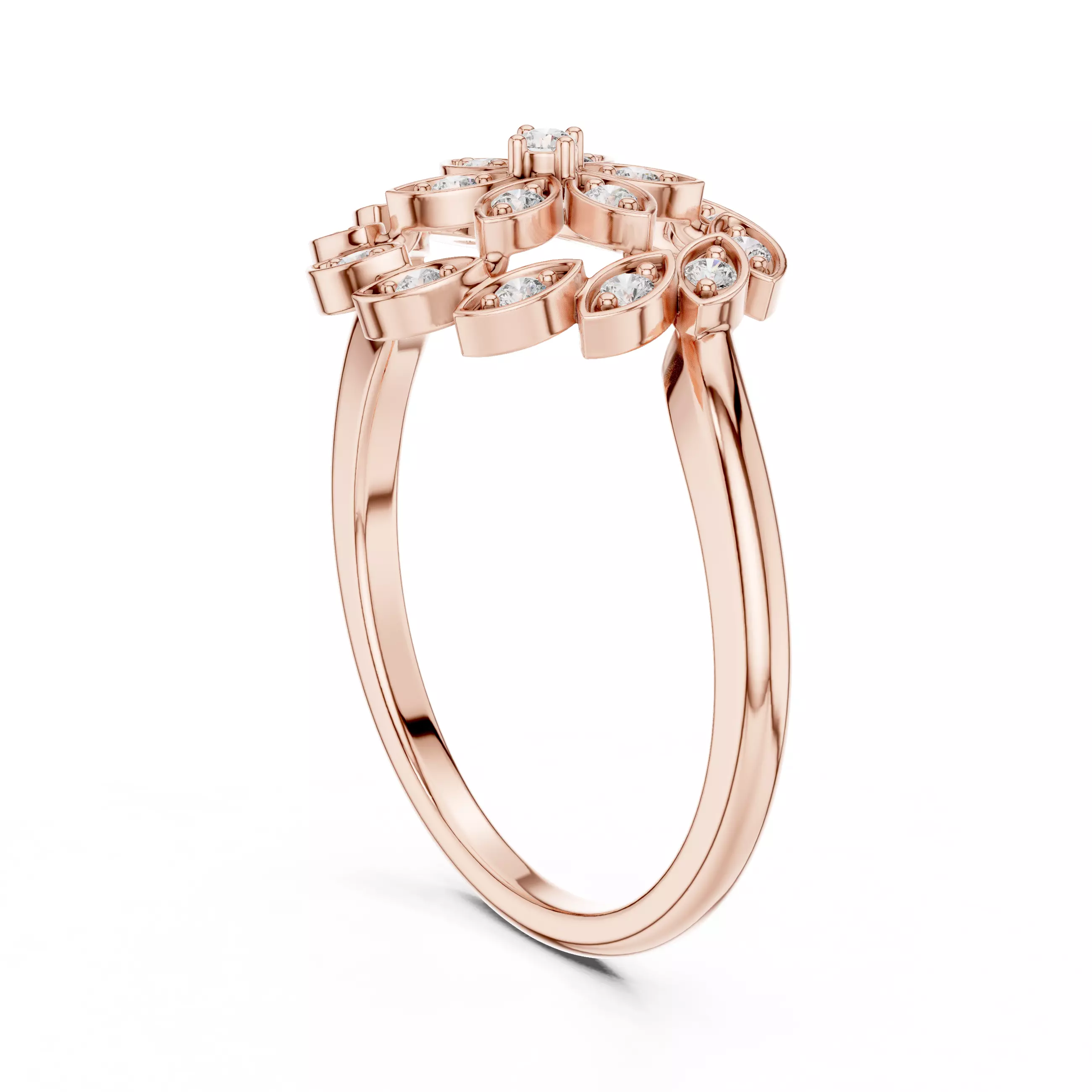 Round Diamond Ring 3D print model_2