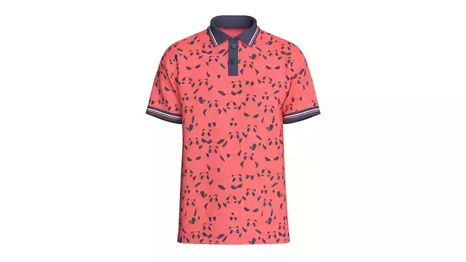 Men Panda Printed Polo Shirt
