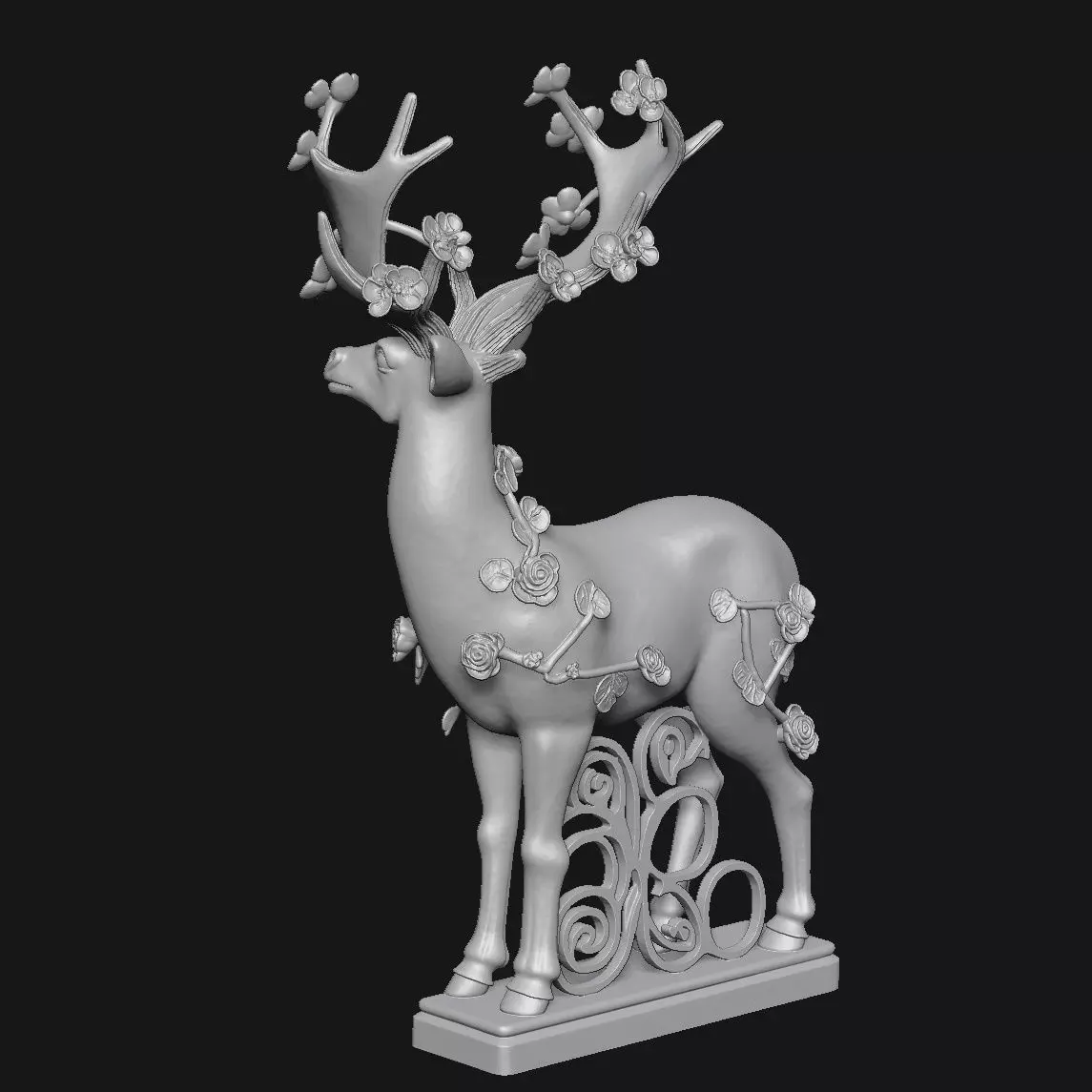 deer  sculpture 3D print model_4