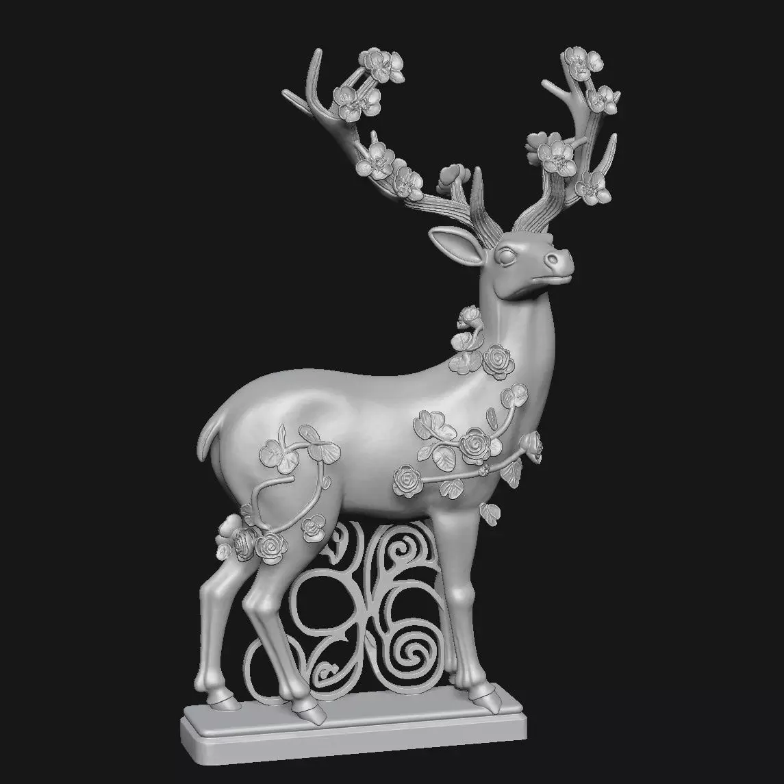 deer  sculpture 3D print model_1
