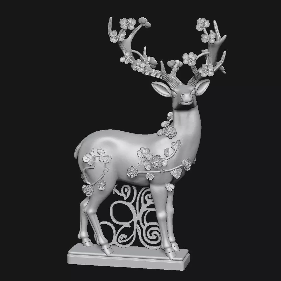 deer  sculpture 3D print model_6