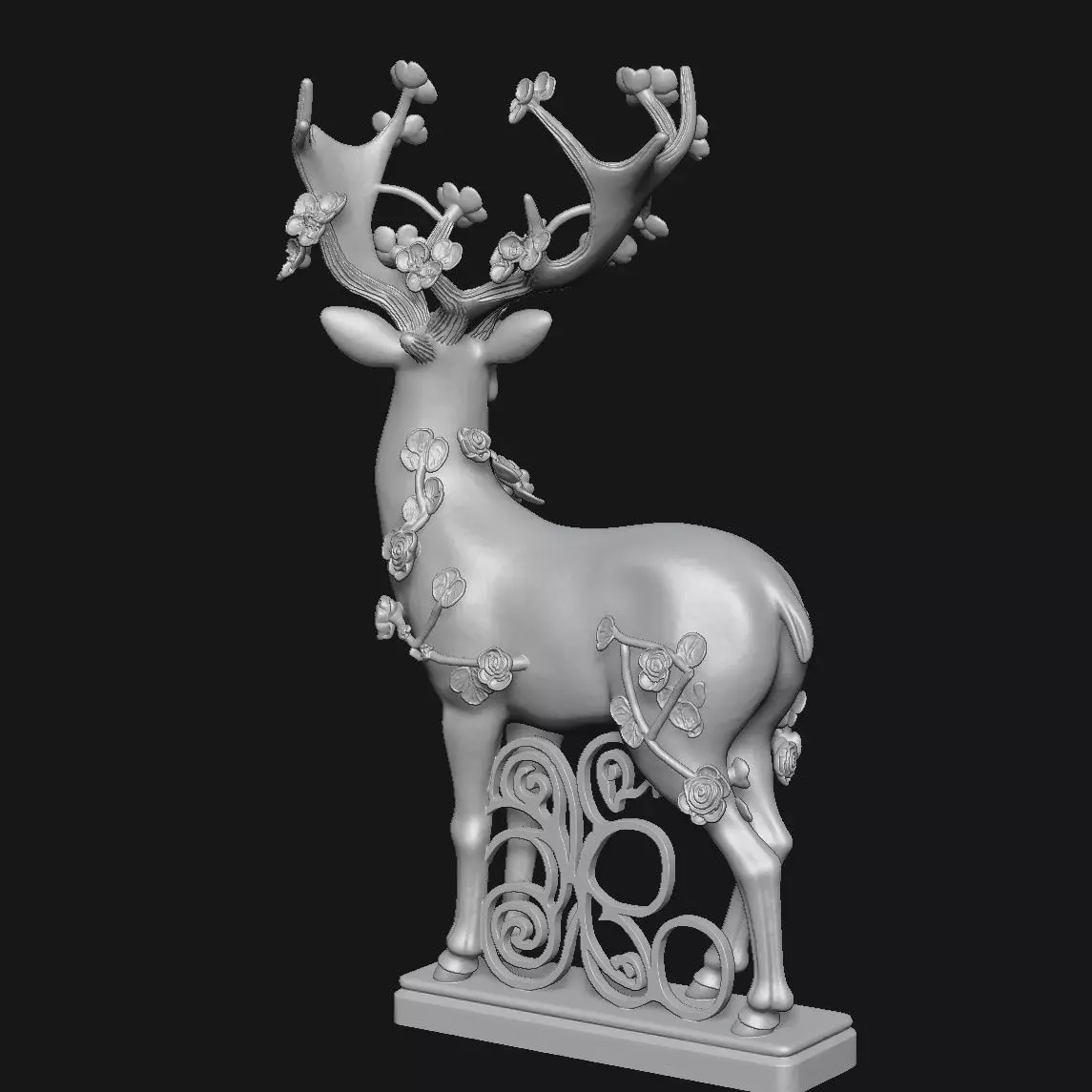 deer  sculpture 3D print model_3