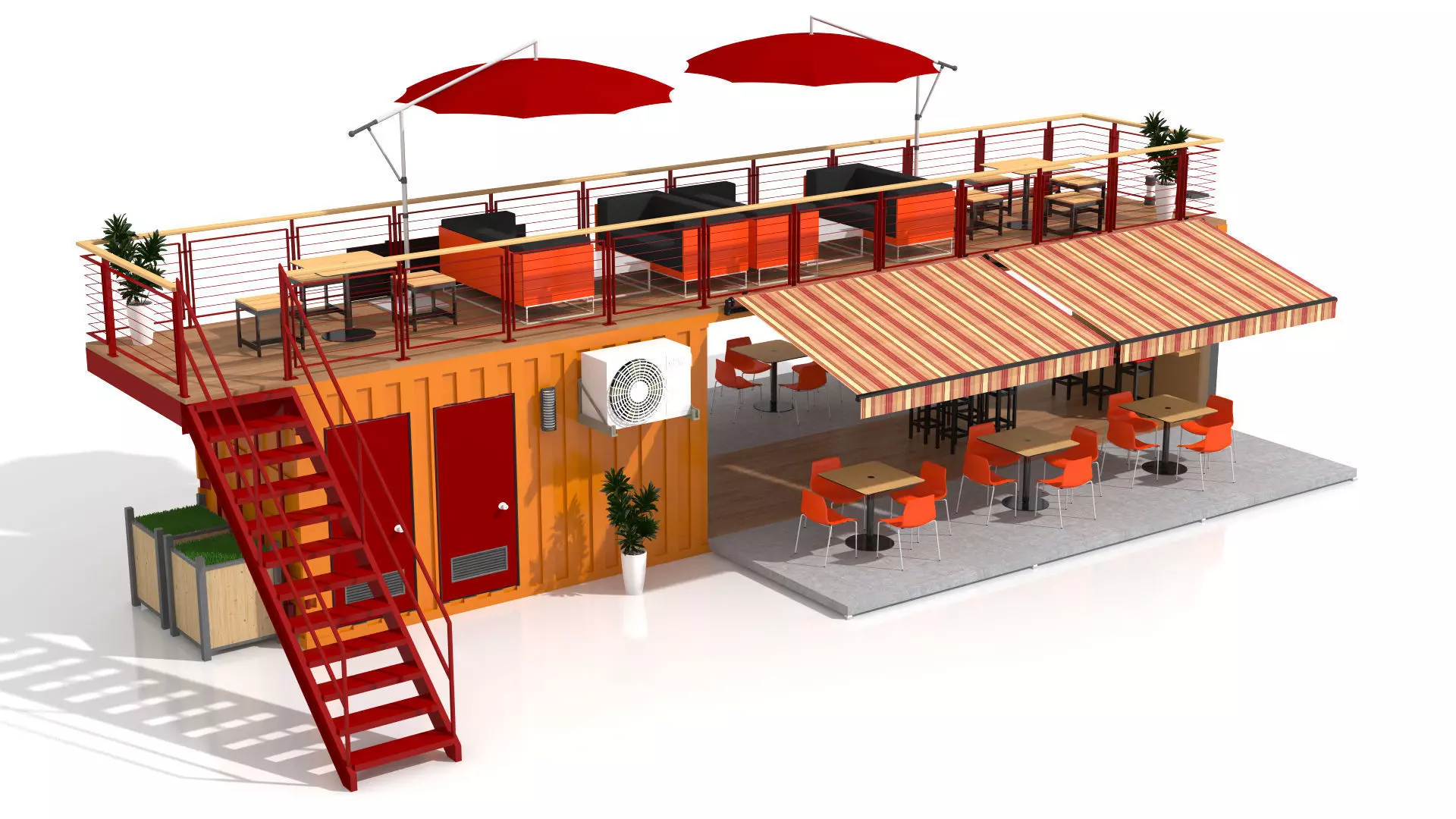 Shipping Container Fast Food 3D model_3