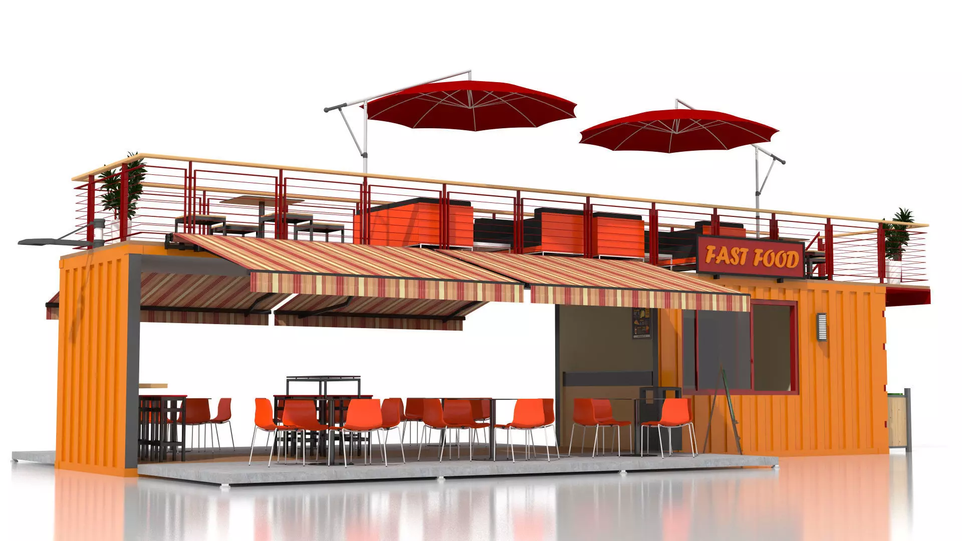 Shipping Container Fast Food 3D model_6