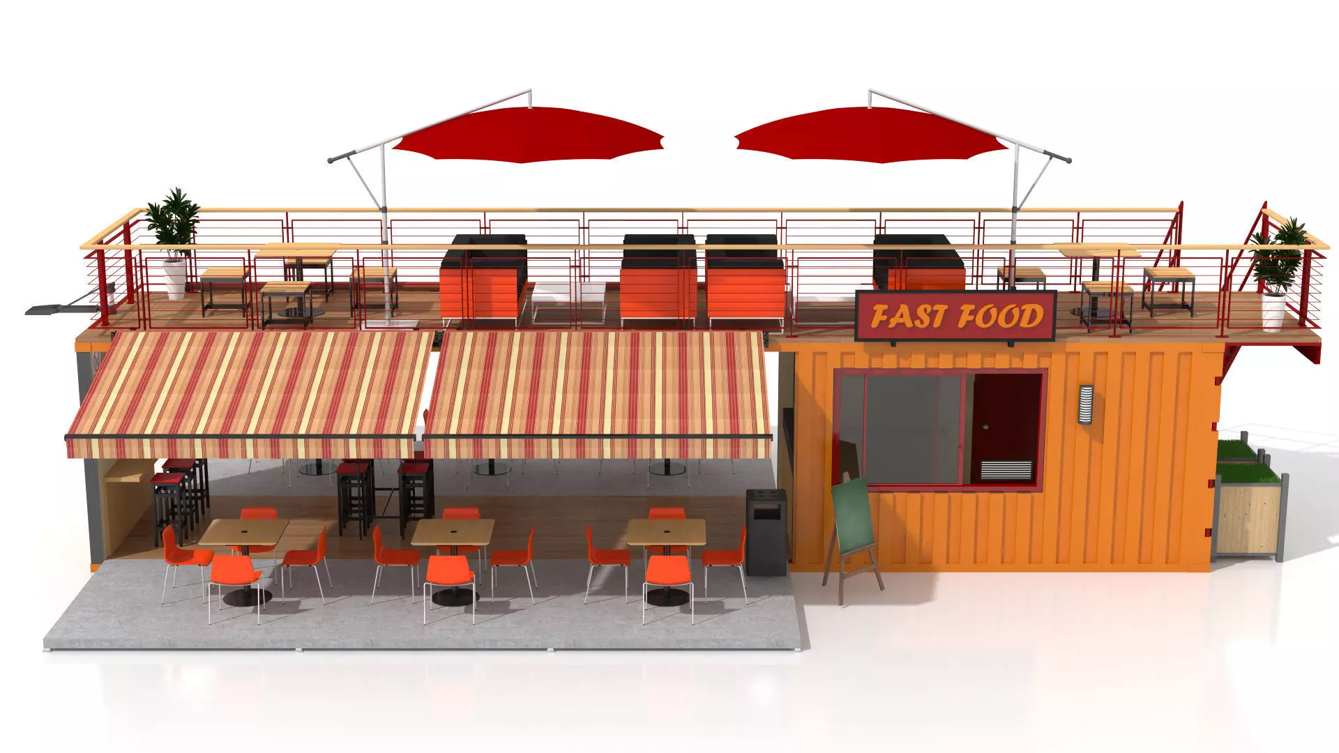 Shipping Container Fast Food 3D model_2