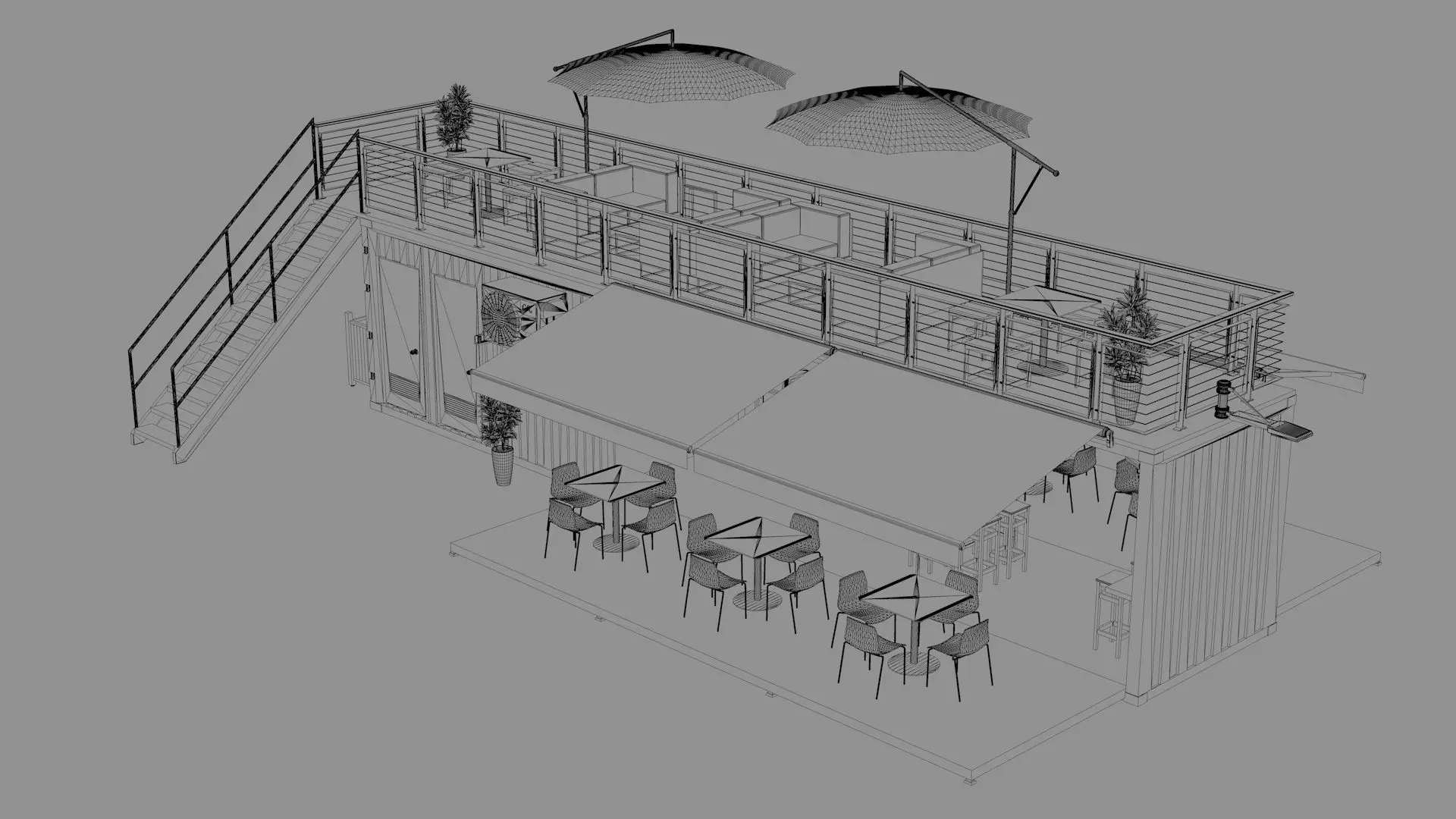 Shipping Container Fast Food 3D model_10