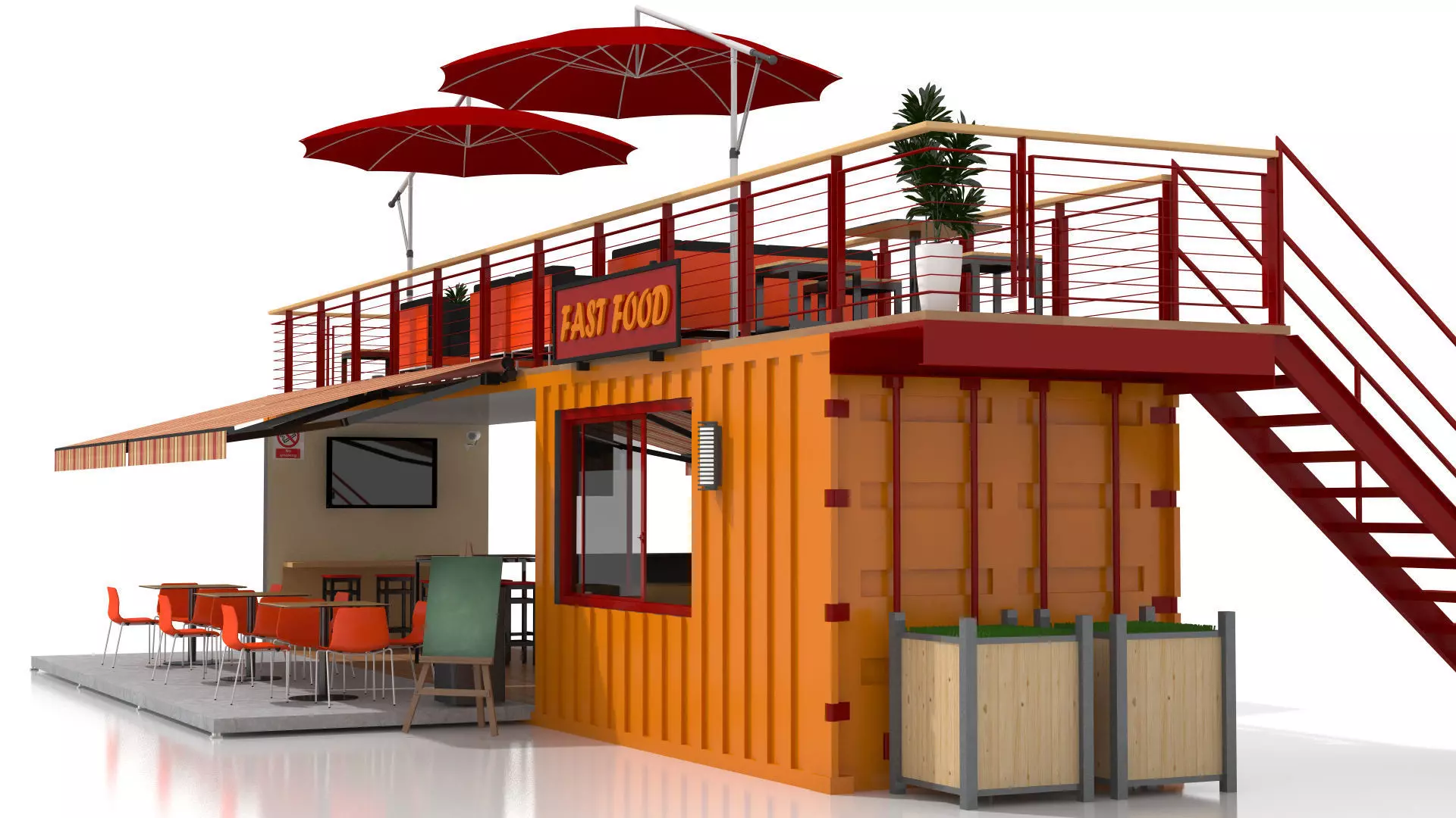 Shipping Container Fast Food 3D model_7
