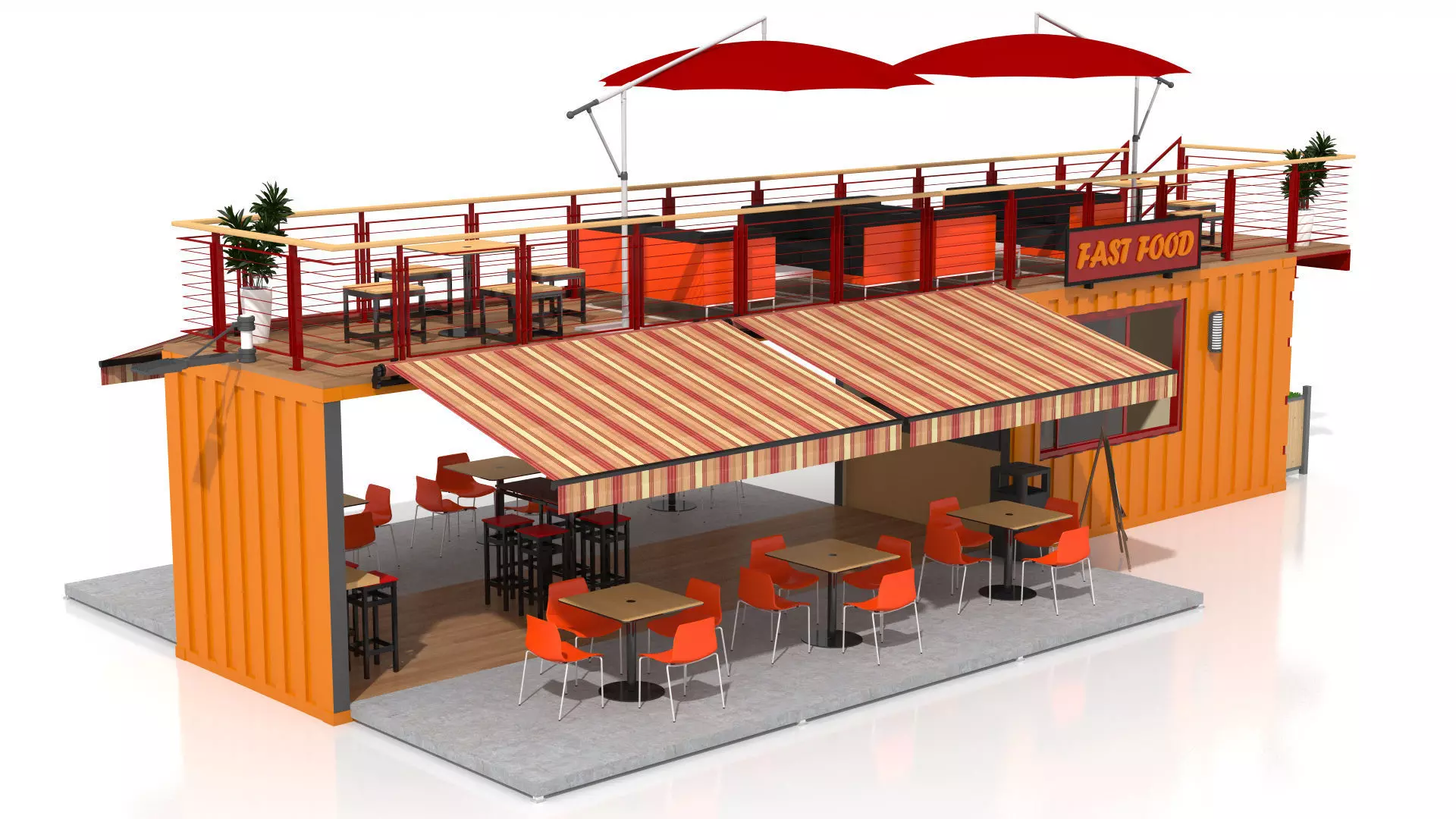 Shipping Container Fast Food 3D model_1