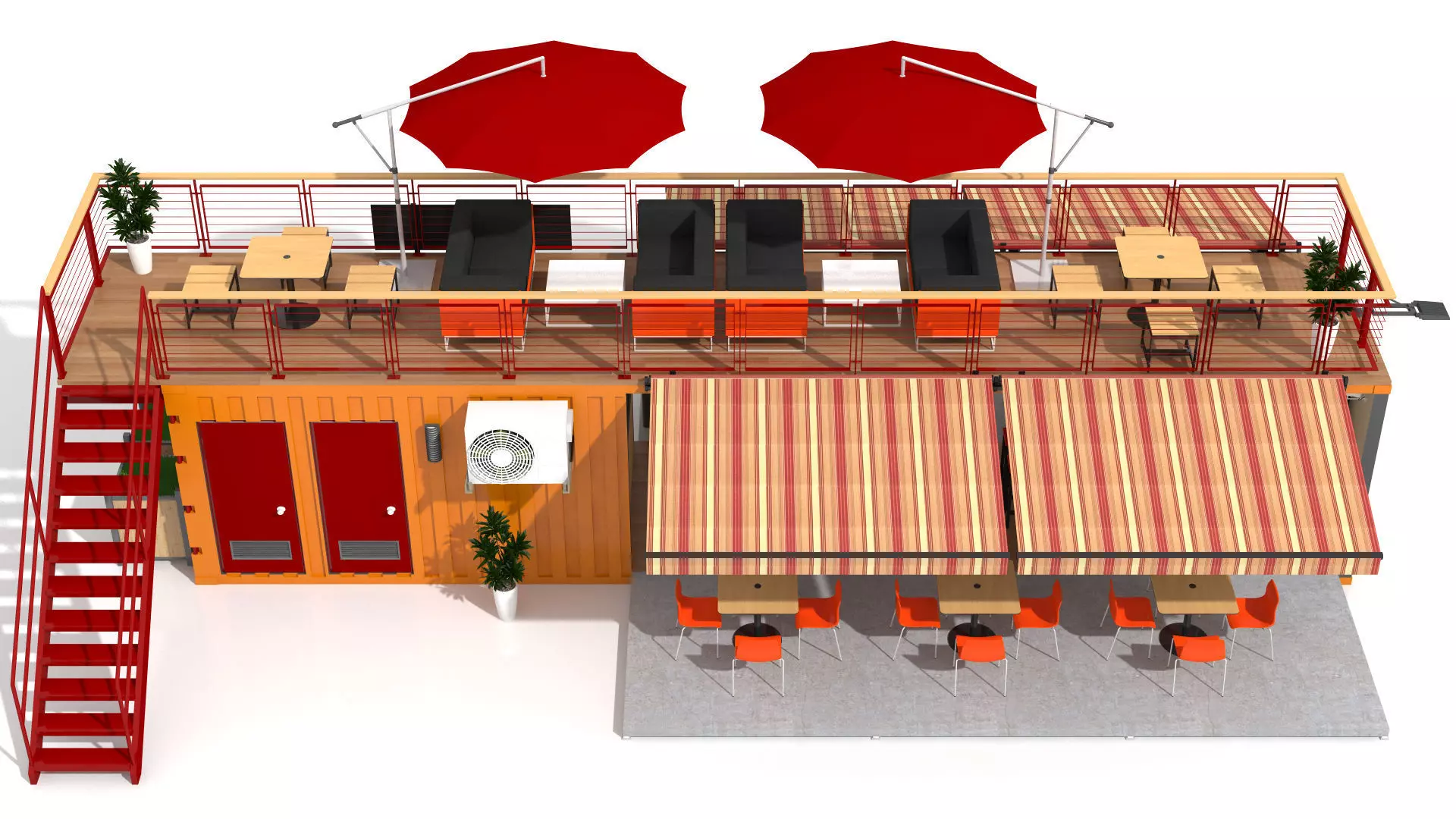 Shipping Container Fast Food 3D model_4