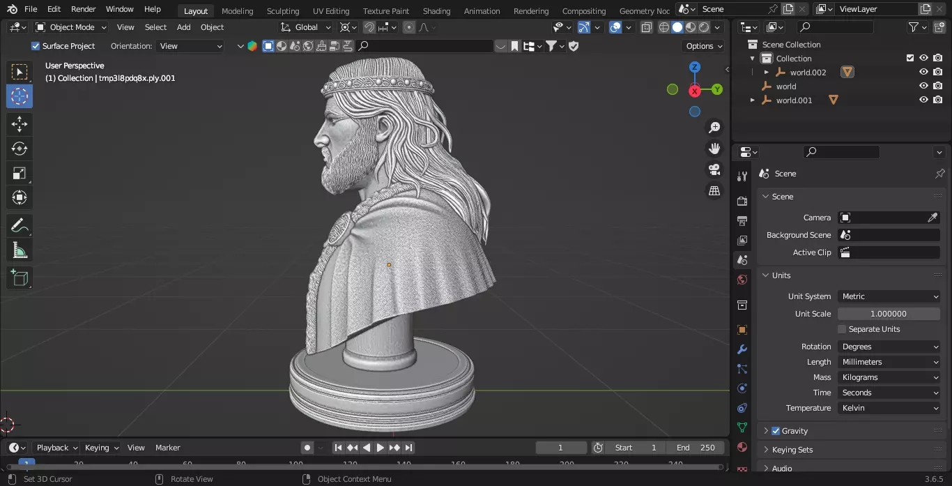 Medieval Irish King Chess Piece 3D print model_4