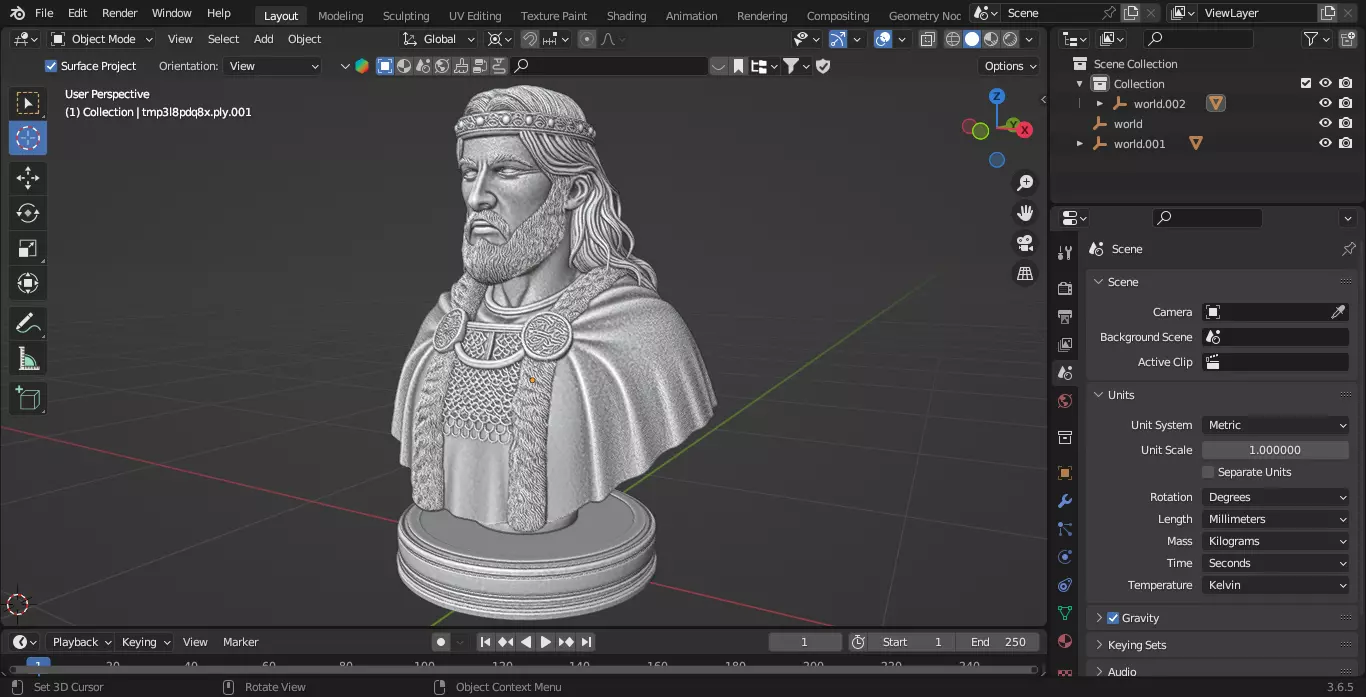 Medieval Irish King Chess Piece 3D print model_1