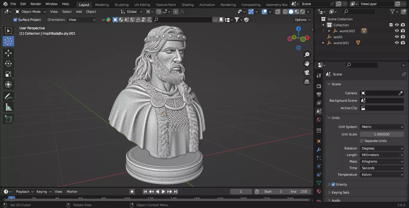 Medieval Irish King Chess Piece 3D print model_3