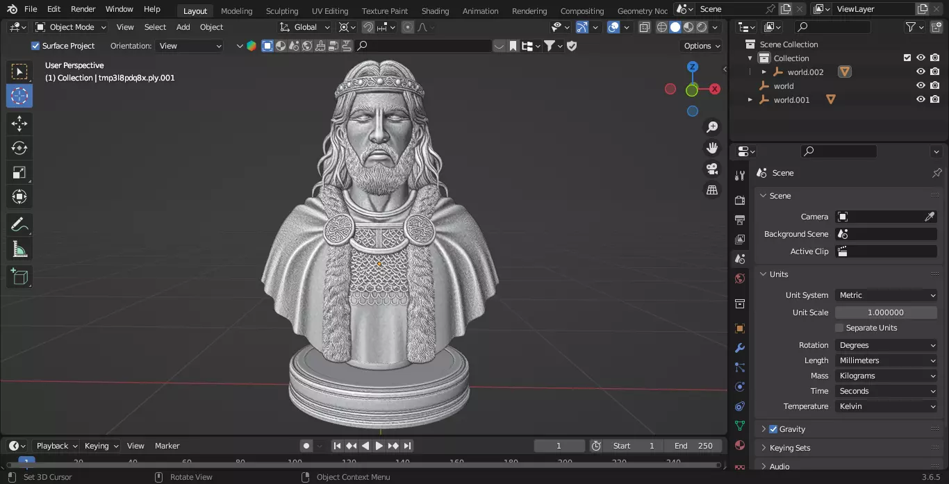 Medieval Irish King Chess Piece 3D print model_2