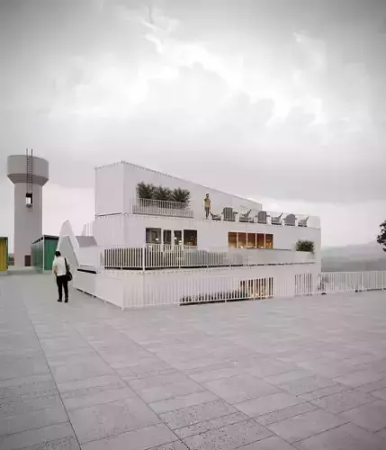 Modern container commercial buildings 3D model 6