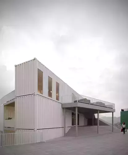 Modern container commercial buildings 3D model 3