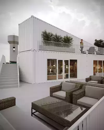 Modern container commercial buildings 3D model 5