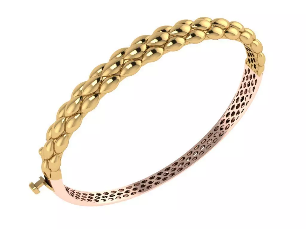 beaded gold bangle V2 3D model -0019-V2 3D print model