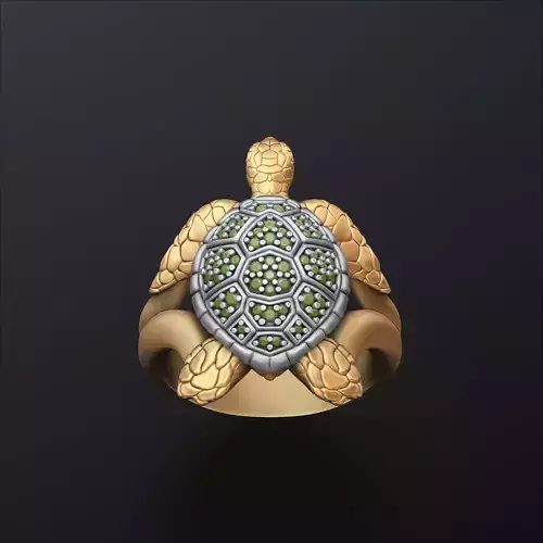 Turtle Ring With Gems