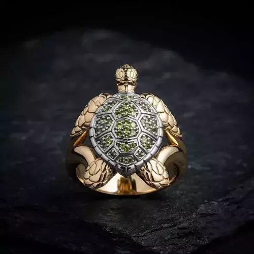 Turtle Ring With Gems