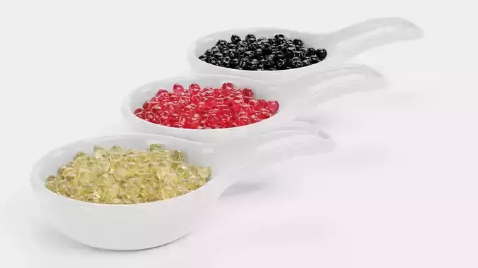 Caviar Set - Appetizer Spoons with Fish Roe Serving Setup 3D model 3