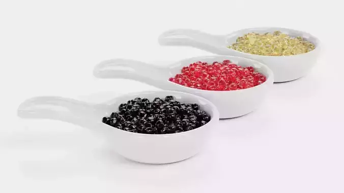 Caviar Set - Appetizer Spoons with Fish Roe Serving Setup 3D model 2