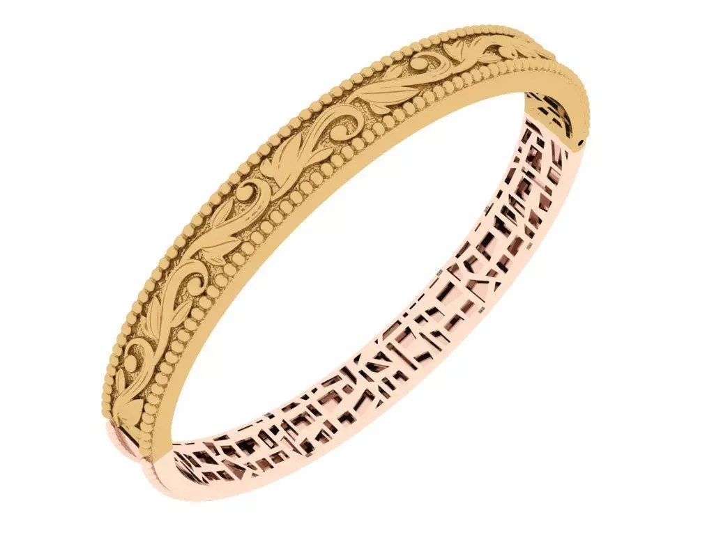 luxury floral arabesque bangle bracelet STL 3D model-0017 3D print model