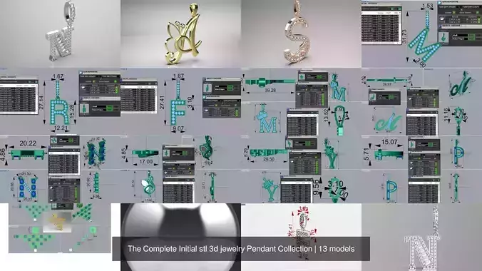 The Complete Initial stl 3d jewelry Pendant Collection