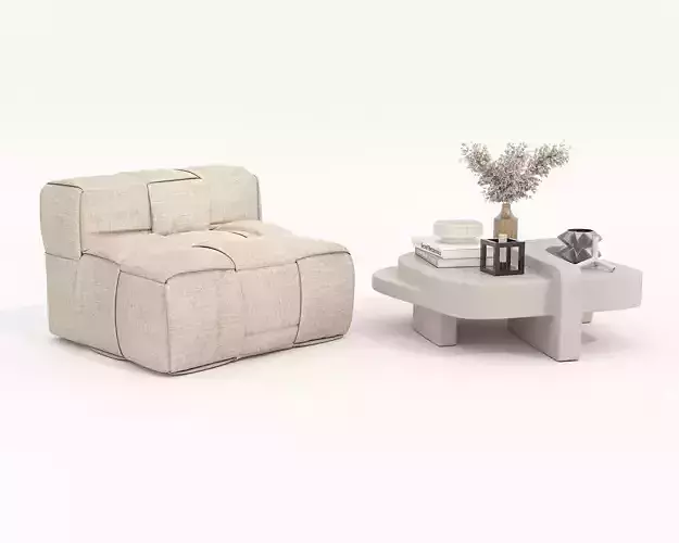 Modern Coffee Table and Armchair Set 77