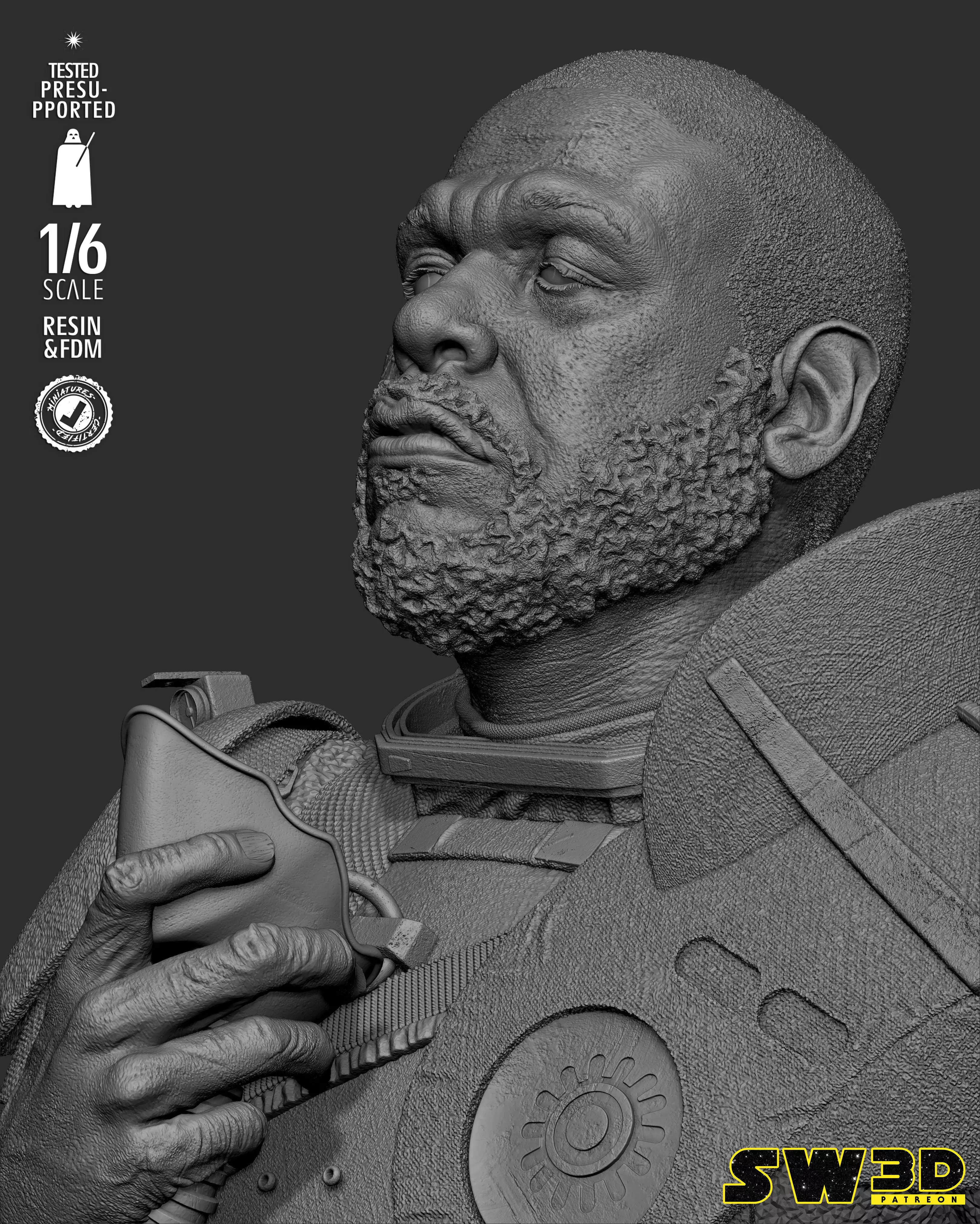 STAR WARS Saw Gerrera Sculpture 3D print model_59