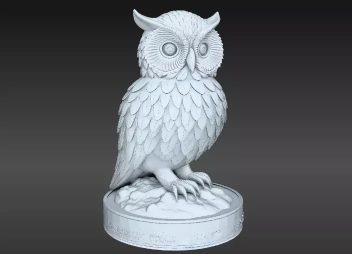 Snow Owl 3D Model Winter Figurine 3D Printable 3D model_1