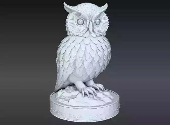 Snow Owl 3D Model Winter Figurine 3D Printable 