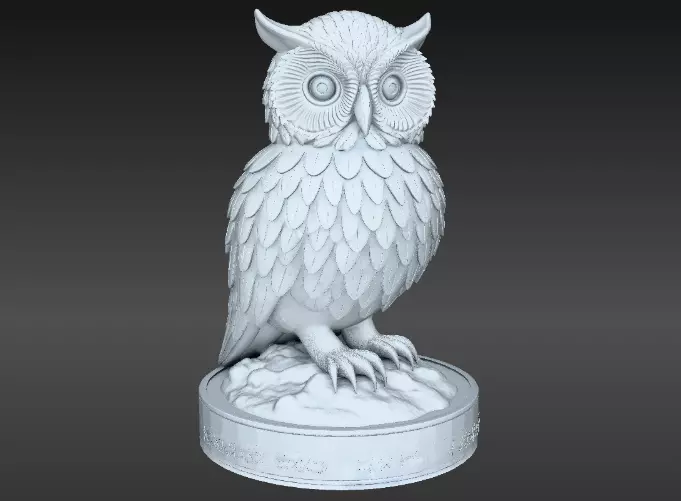 Snow Owl 3D Model Winter Figurine 3D Printable 3D model_0