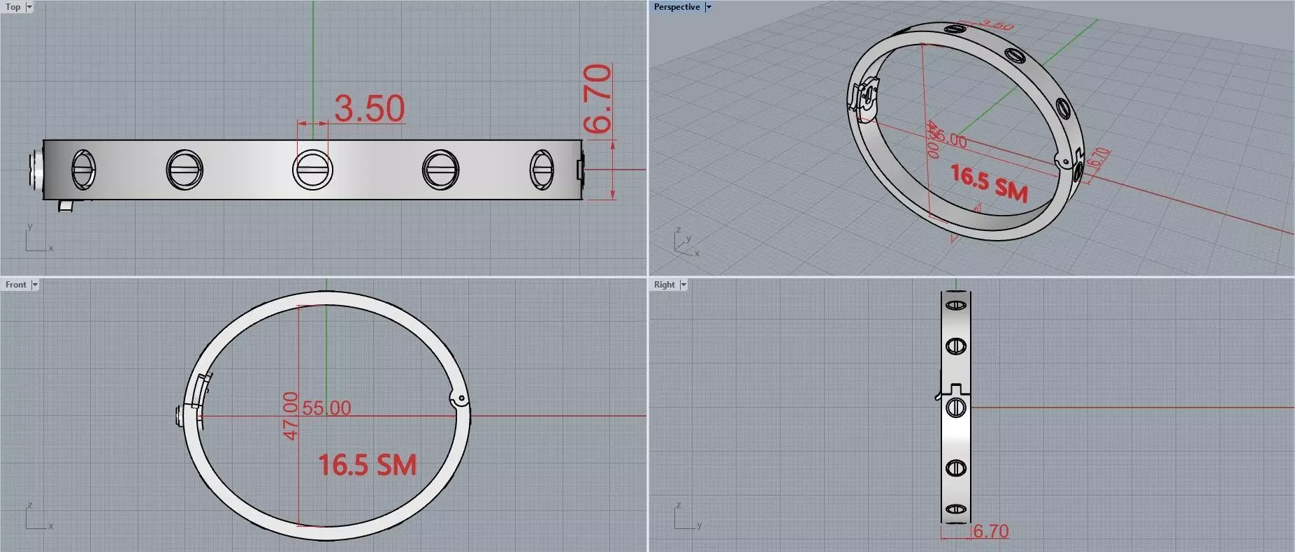 LOVE Bracelet Classic Model Push 3D print model_6