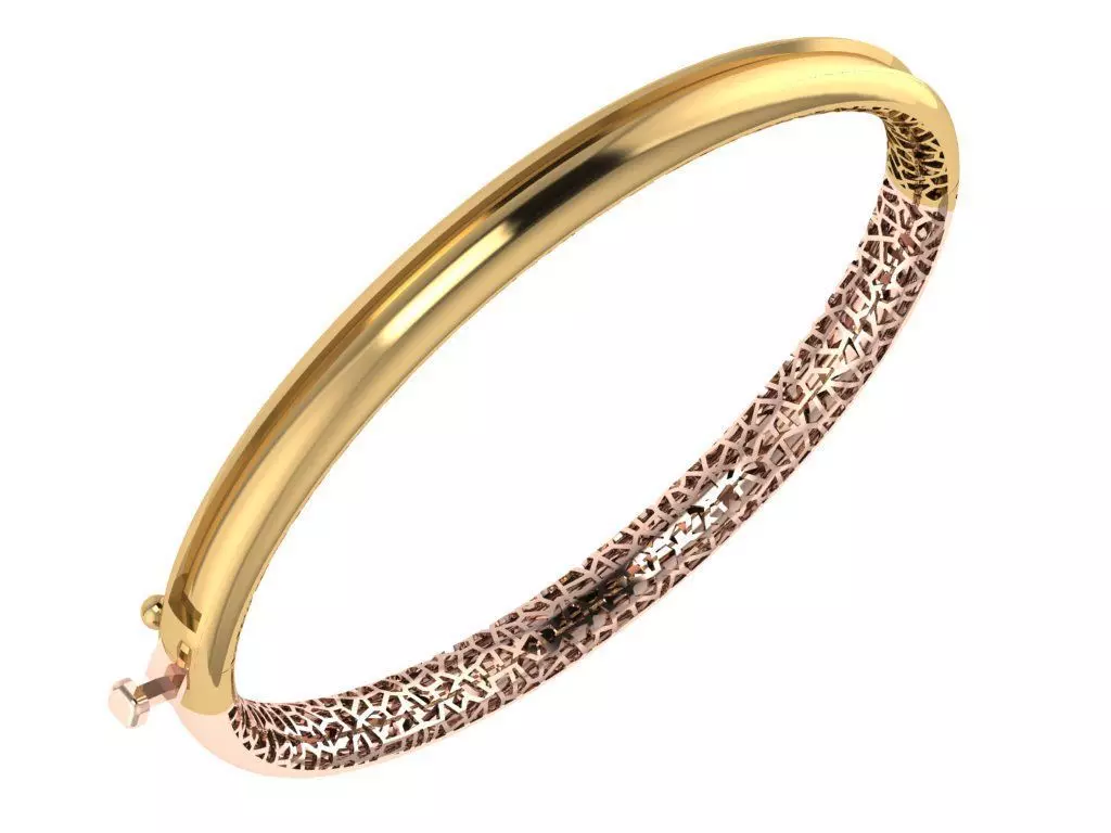 minimalist twisted gold bangle bracelet 3D model -0011 3D print model