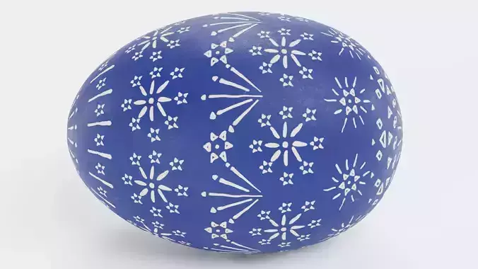Easter Egg V2 - Traditional Painted Blue Ornament Decoration Low-poly 3D model 6