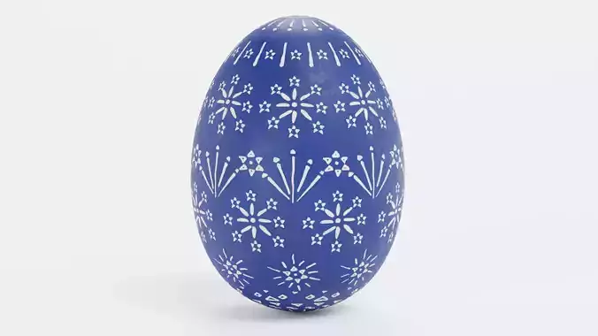 Easter Egg V2 - Traditional Painted Blue Ornament Decoration Low-poly 3D model 5