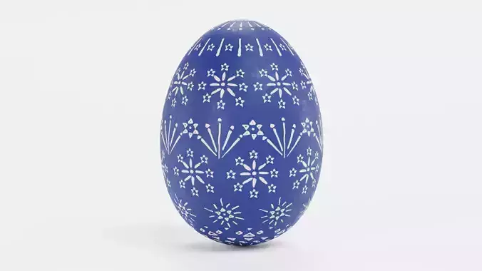 Easter Egg V2 - Traditional Painted Blue Ornament Decoration Low-poly 3D model