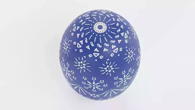 Easter Egg V2 - Traditional Painted Blue Ornament Decoration Low-poly 3D model 3