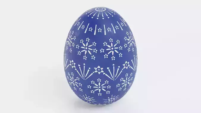 Easter Egg V2 - Traditional Painted Blue Ornament Decoration Low-poly 3D model 4