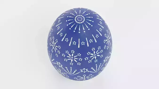 Easter Egg V2 - Traditional Painted Blue Ornament Decoration Low-poly 3D model 2