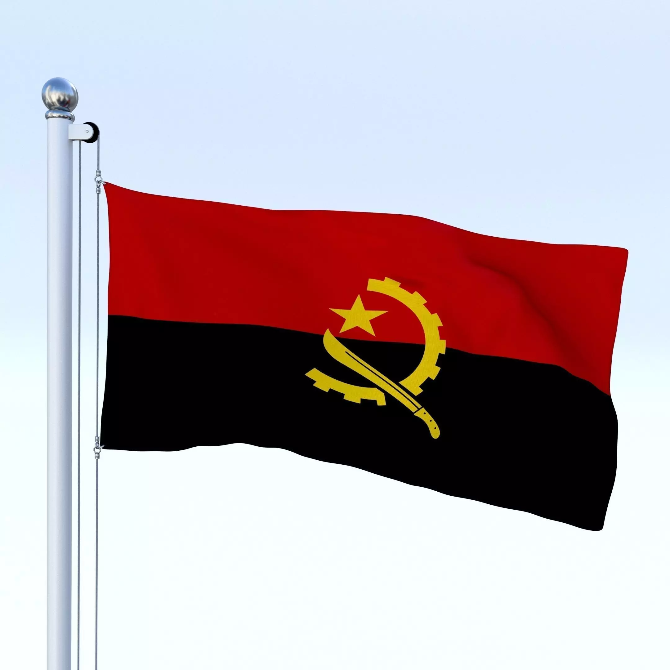 Animated Angola Flag Low-poly 3D model_0
