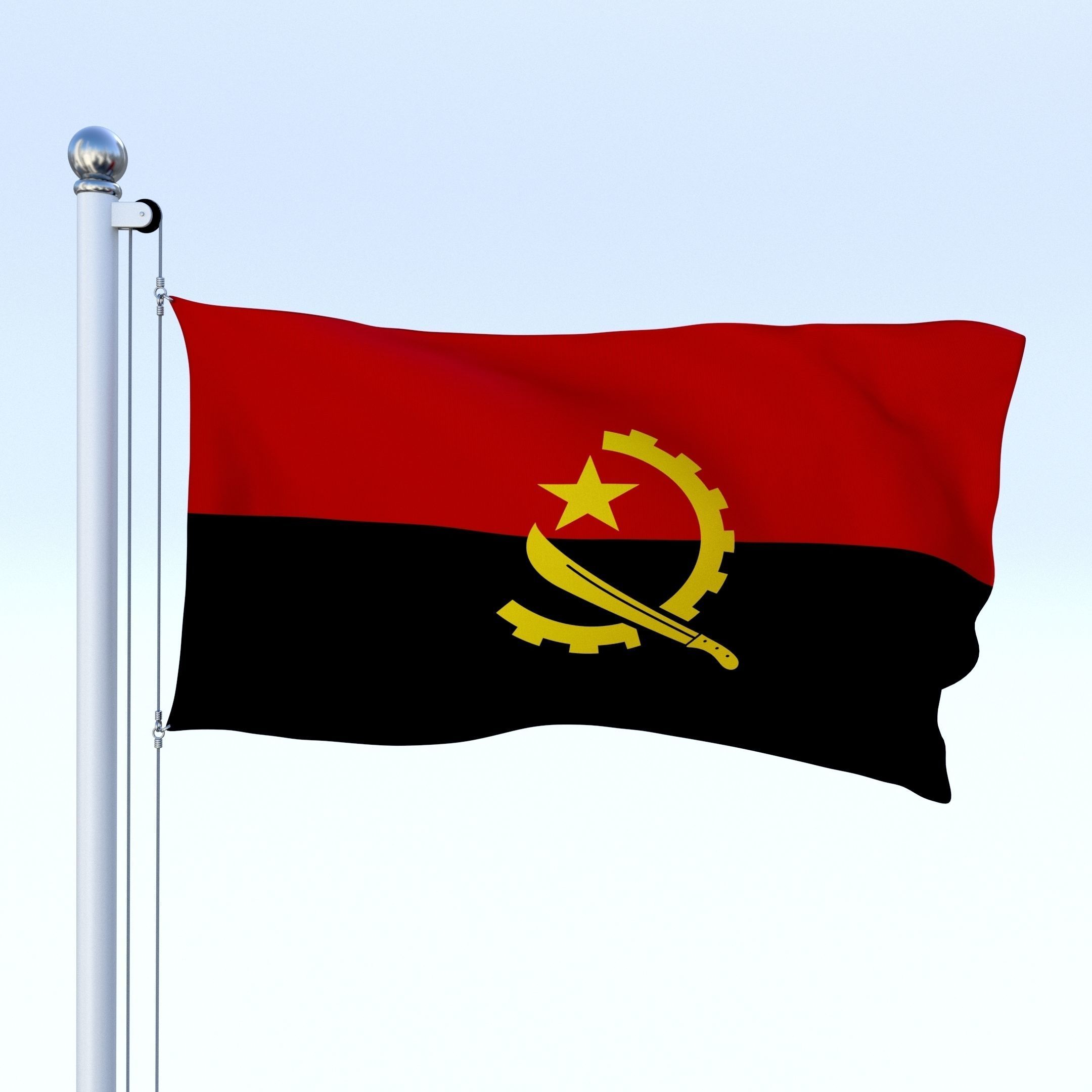 Animated Angola Flag Low-poly 3D model_6